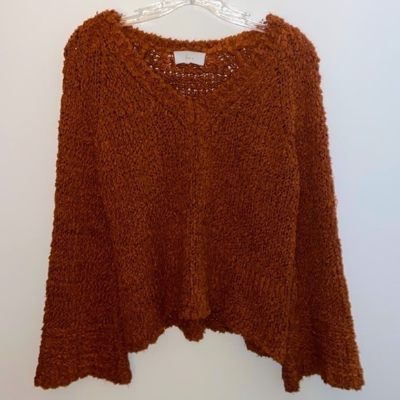 Evereve Braeve Chunky Knit Flare Sleeve Rust Sweater, good preworn condition - Picture 1 of 8